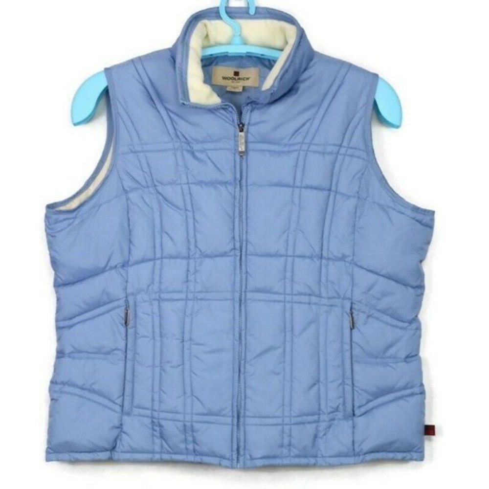 Woolrich Quilted‎ Puffer Vest Jacket Heather Blue Zipper XL